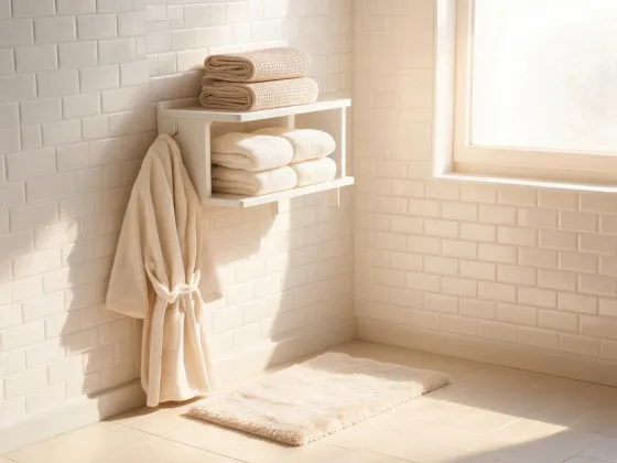 Bath shelf with towel stack